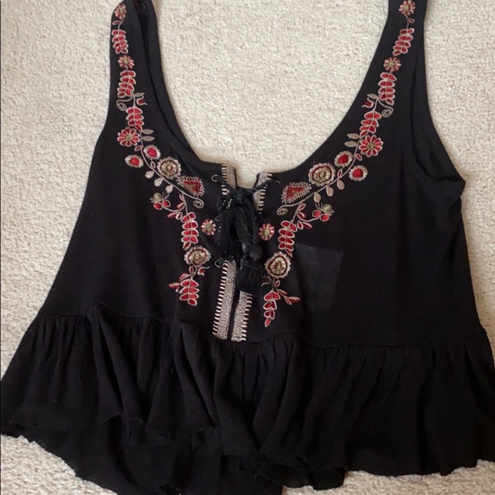 Urban Outfitters ruffle tank top with embroidery